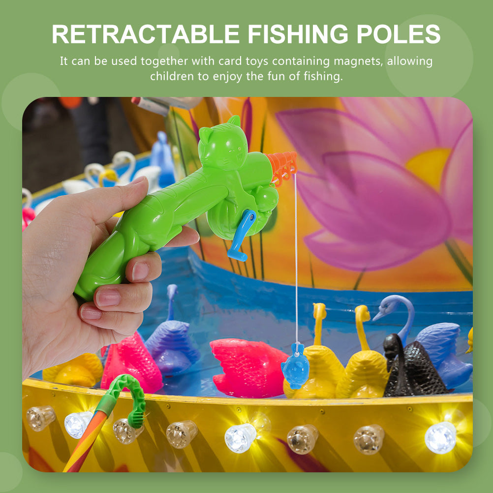 2Pcs Retractable Plastic Fishing Rod Toys Magnetic Fishing Game B265136
