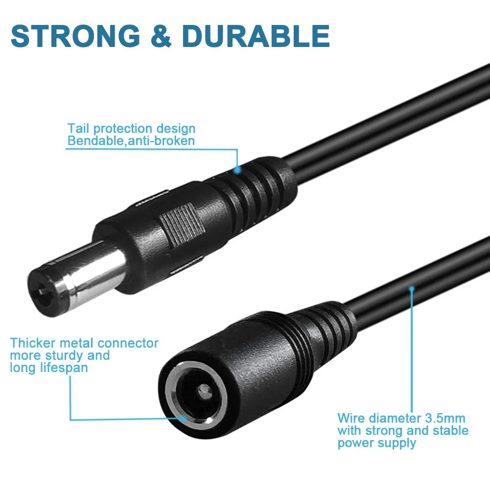 3ft DC Extension Cable 5.5mm x 2.1mm Male to Female Power Cord C966102