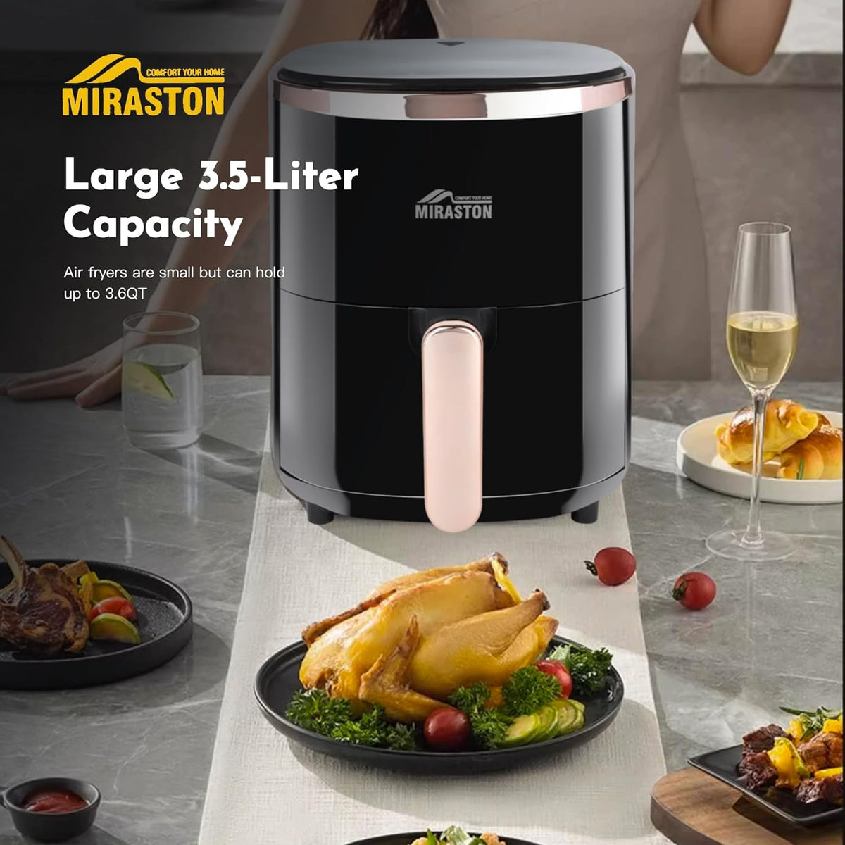 Compact 3.6 Qt 9-in-1 Digital Air Fryer with Baking Pan R7968