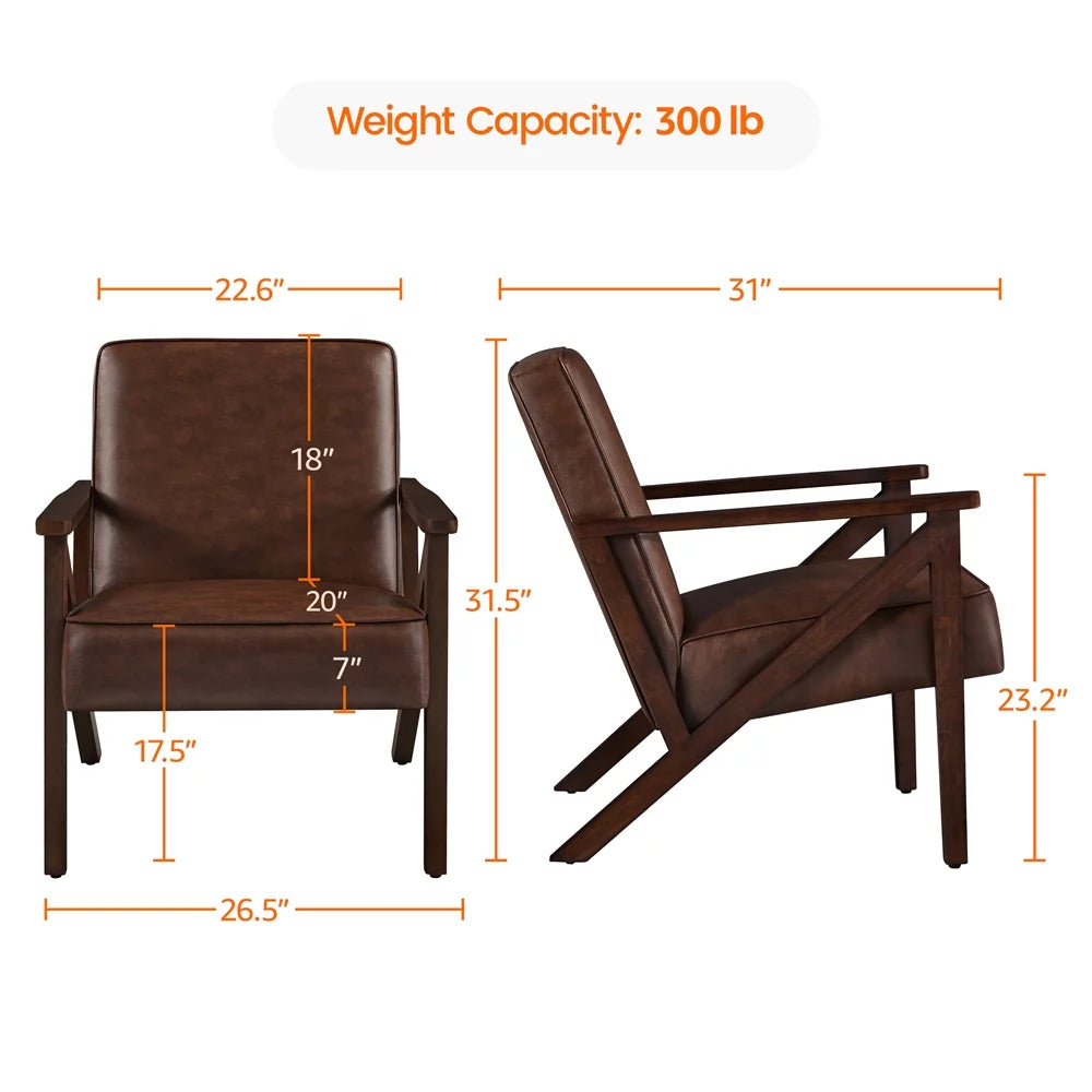 Dark Brown Faux Leather Armchair Q663