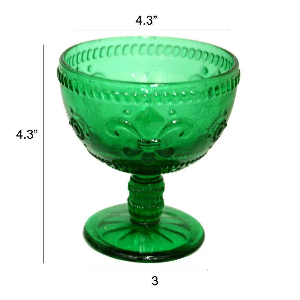 Vintage Pressed Colorful Glass Dessert Bowls Set of 4 G834922
