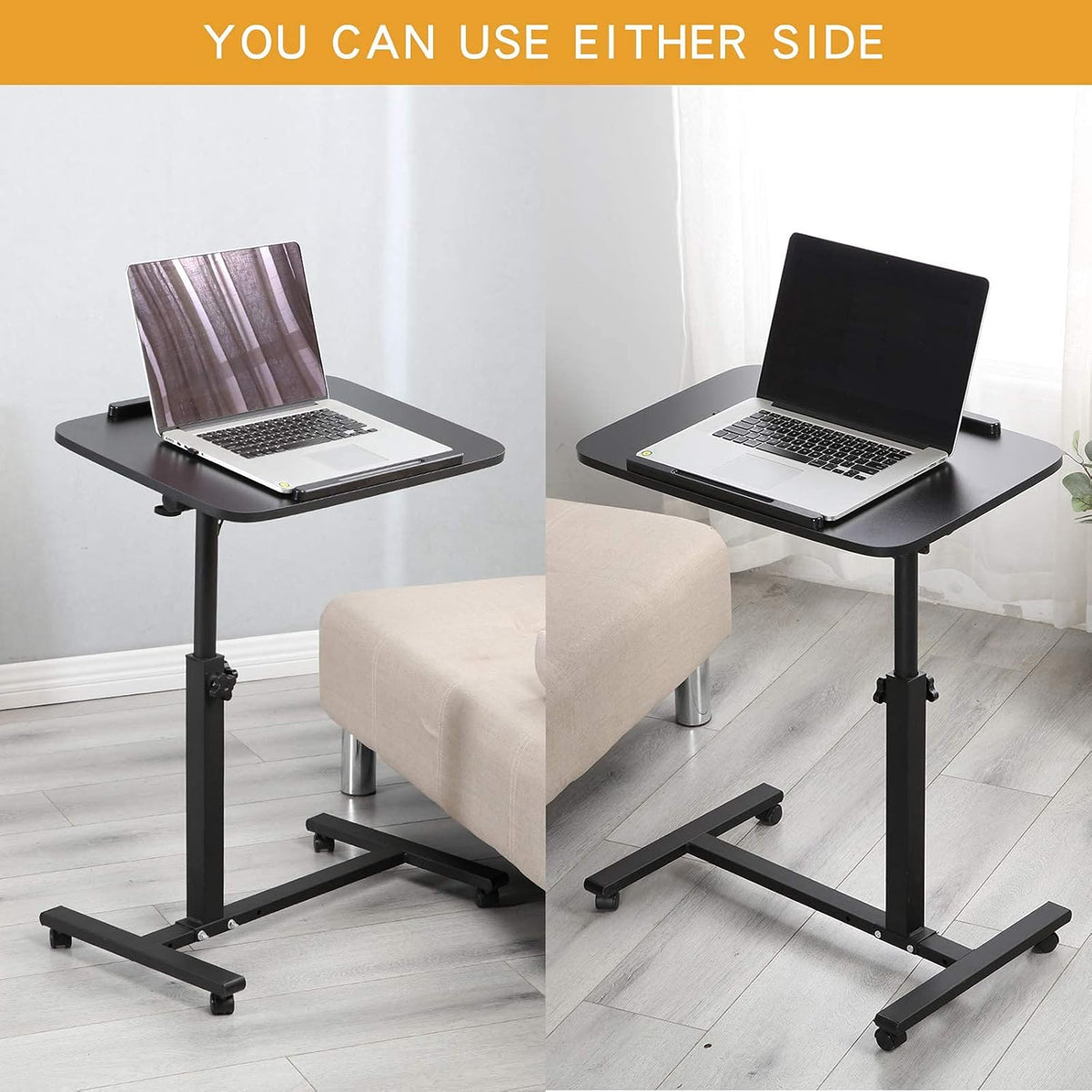 Adjustable Overbed Bedside Table with Wheels K241051