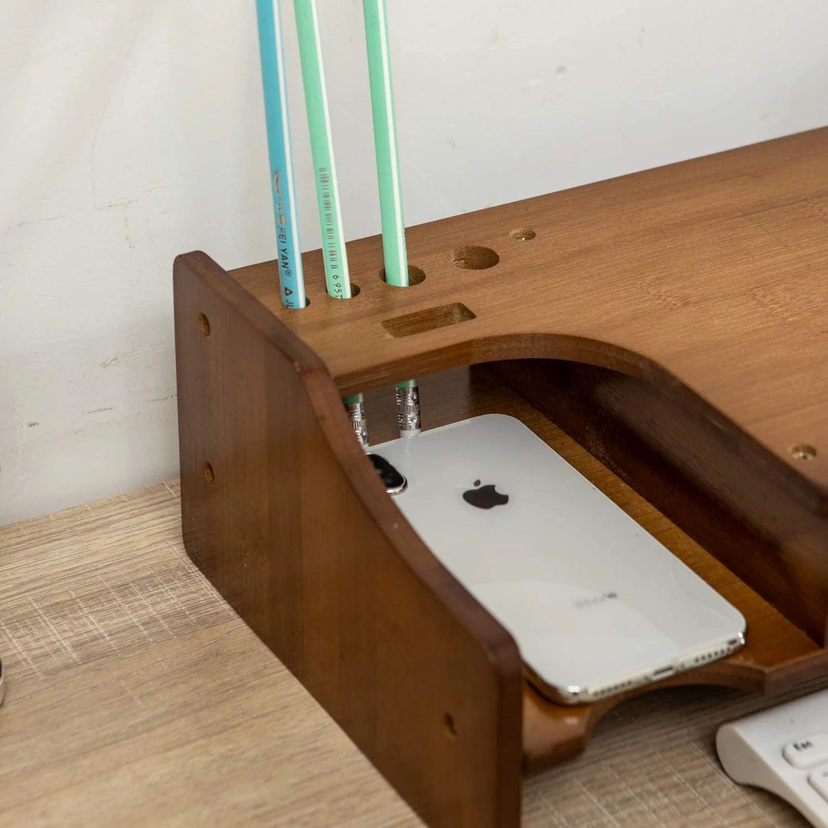 2 Tier Bamboo Monitor Stand Riser with 4 Drawers M914895