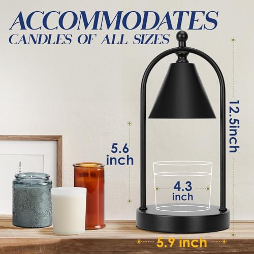 Candle Warmer Lamp with Timer, Electric Black Candle Warmer Light, Dimmable Wax Melts Warmer for Candle Jars J43028