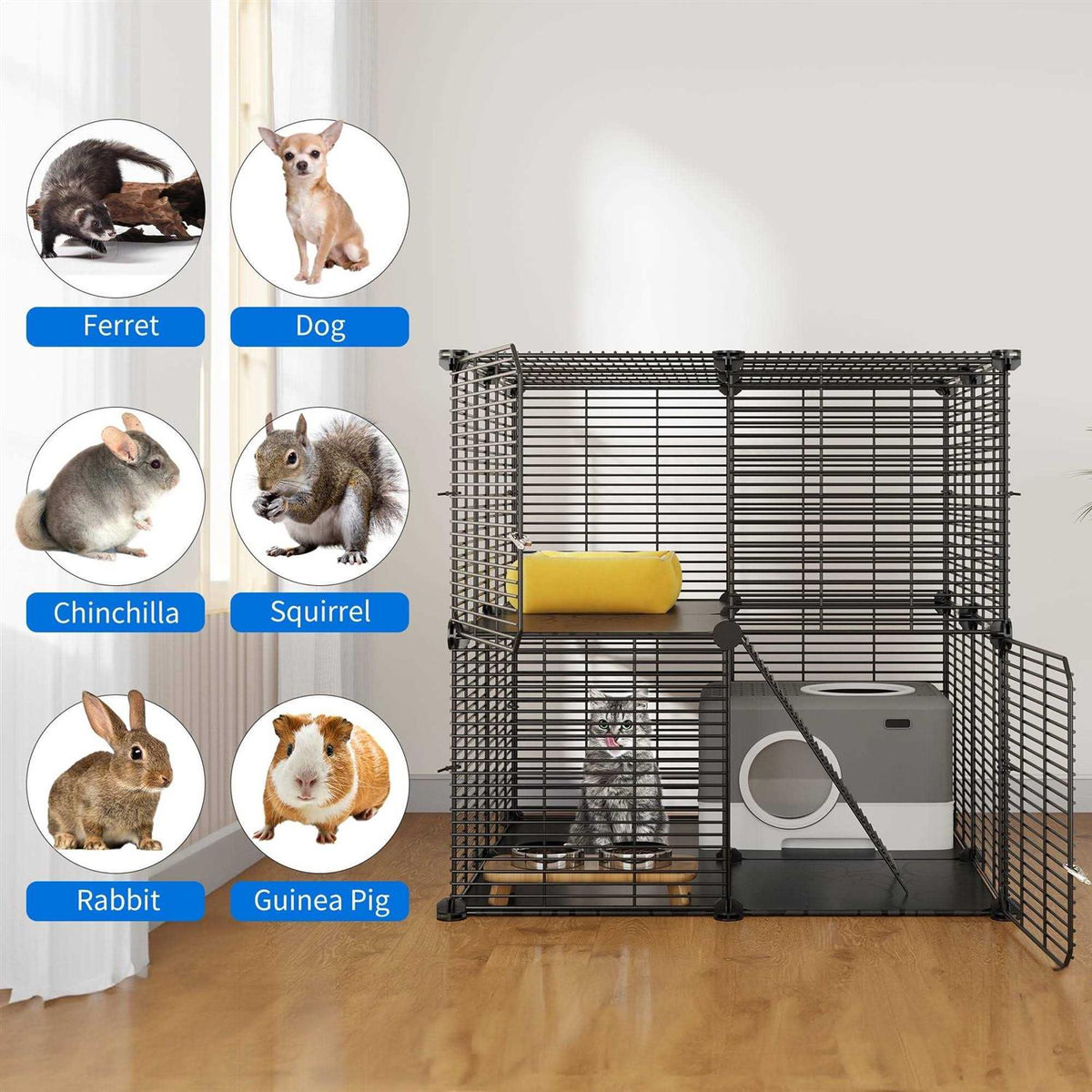 2-Tier Indoor Cat Cage Pet Playpen Y99519