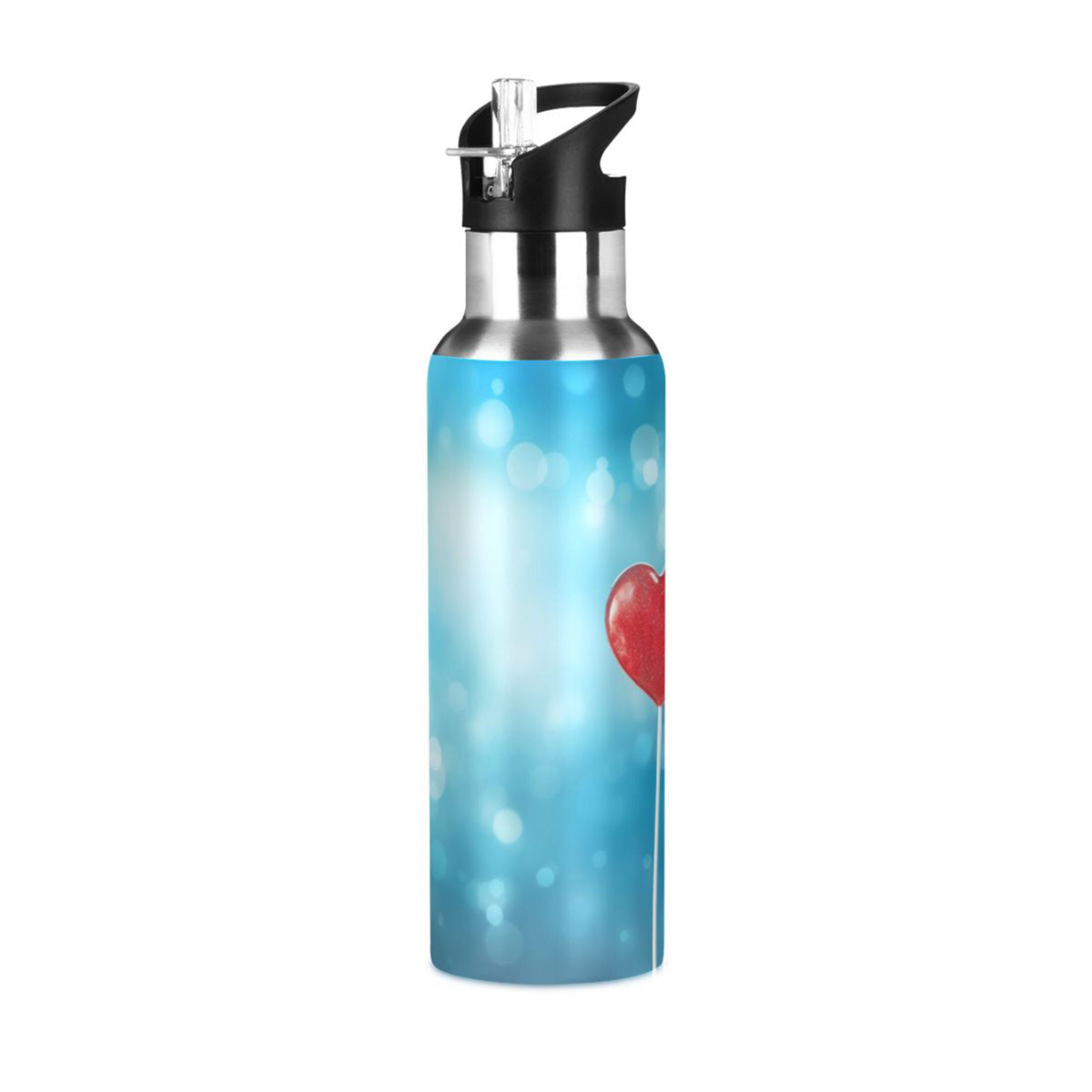 Blue Insulated Stainless Steel Water Bottle with Straw Lid 20 oz Y131