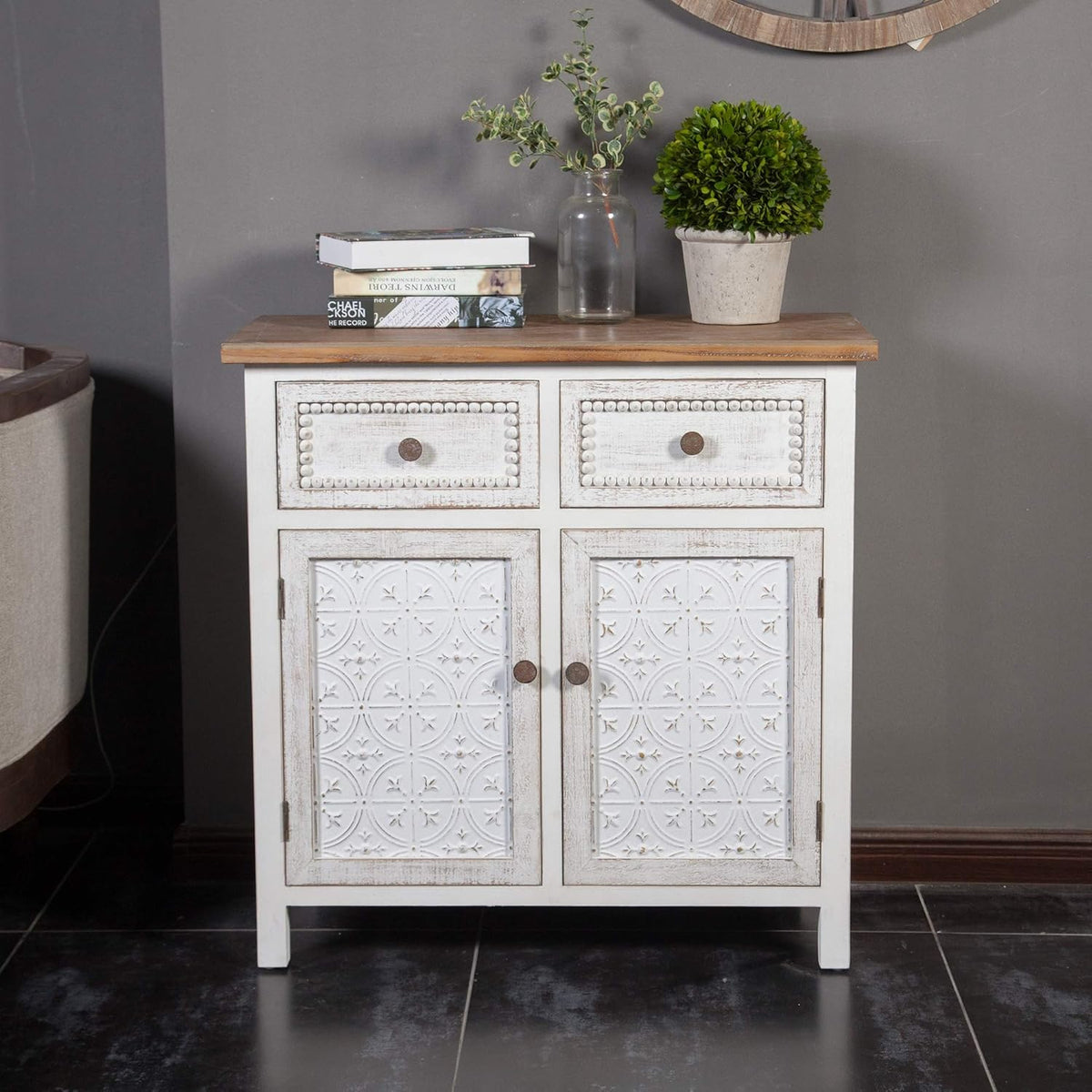 White 4 Drawer Wood Bathroom Floor Storage Cabinet S354359