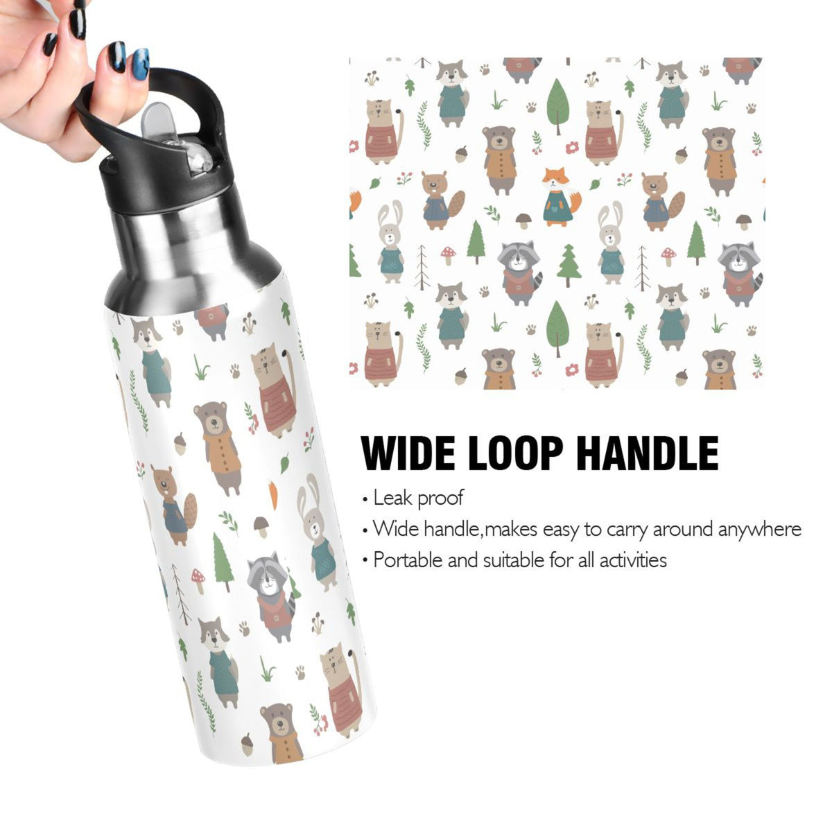 20 oz Insulated Stainless Steel Kids Water Bottle with Straw Lid F965541
