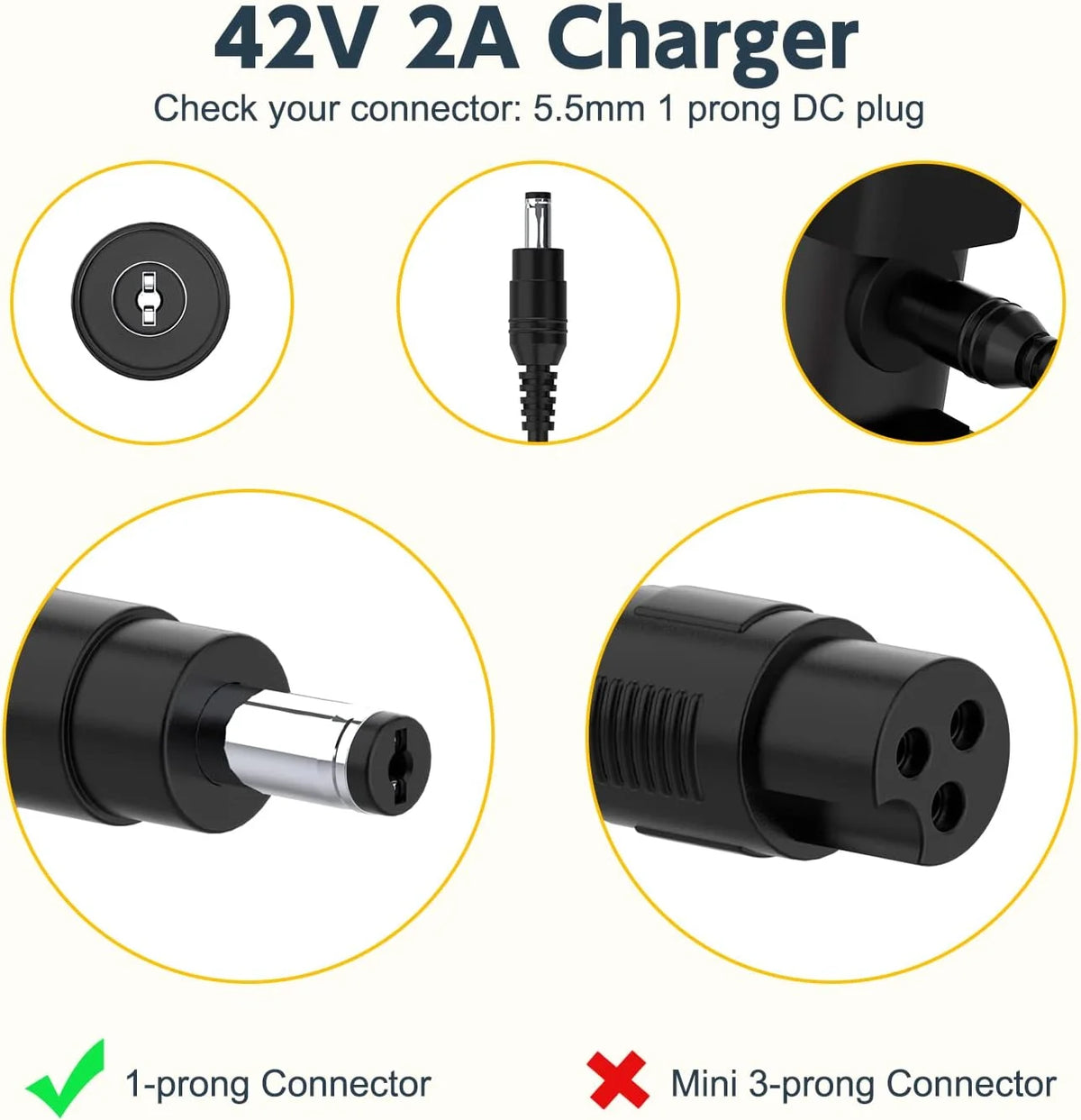42V Charger for Swagtron Swagcycle EB Series Electric Bike J530954