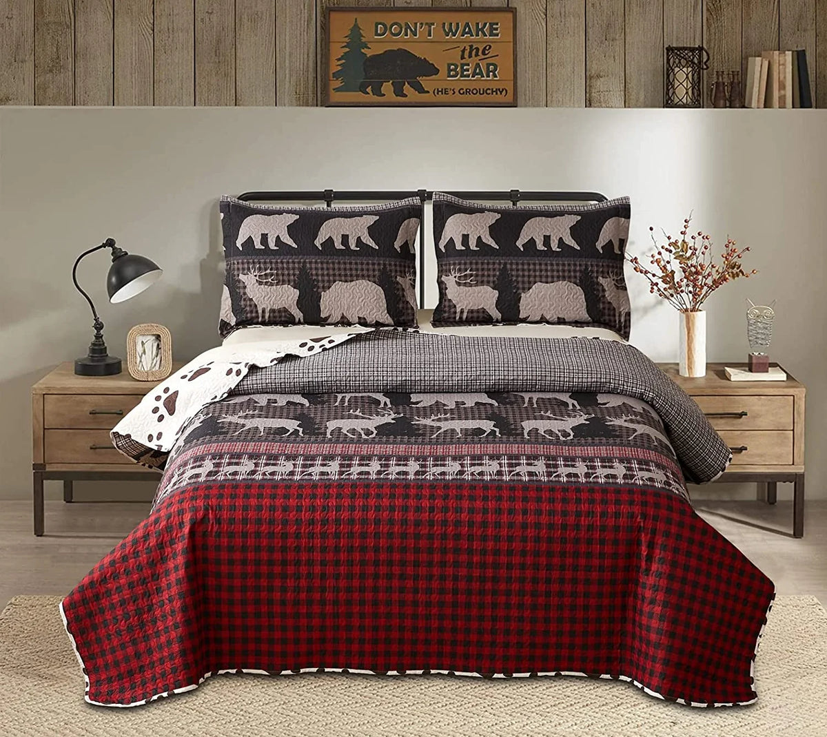 Queen Rustic Microfiber Quilt Set X1317