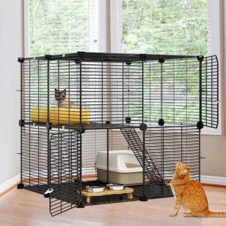 2-Tier Indoor Cat Cage Pet Playpen Y99519