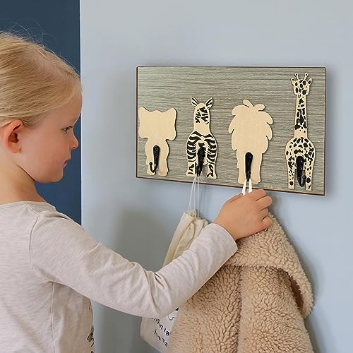 Tiger Wooden Animal Coat Rack Wall Hooks A78197