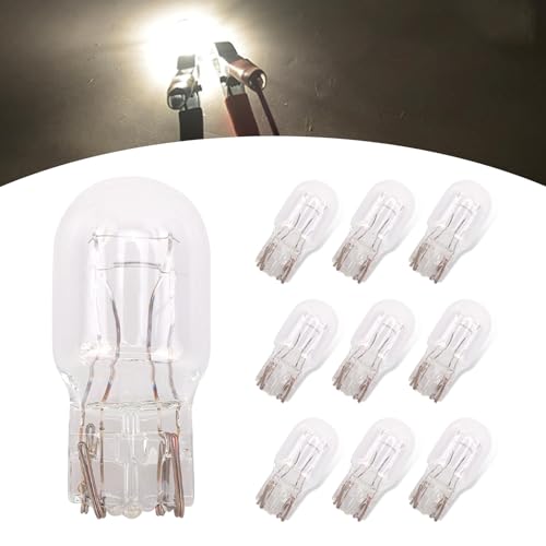 10 Car Brake Lights, 5W Double-wire Vehicle Turn Signal Tail Light Replacements, Universal Waterproof Automotive Lighting Accessories (White Light) U77825