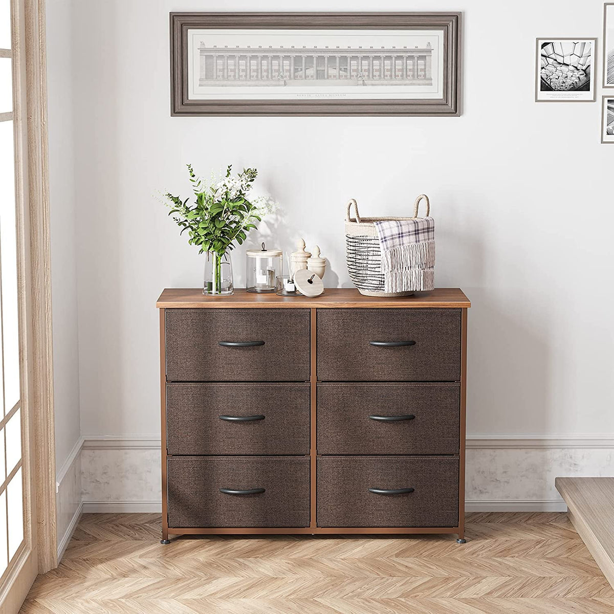 Black Grey 6 Drawer Dresser J2120