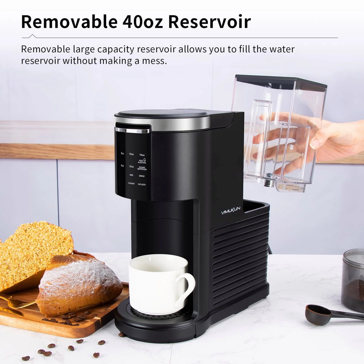 Single Serve Coffee Maker with 40 oz Removable Water Reservoir Z159