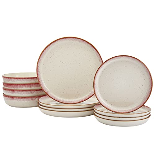 12 Piece Stoneware Dinnerware Set in Berry W382