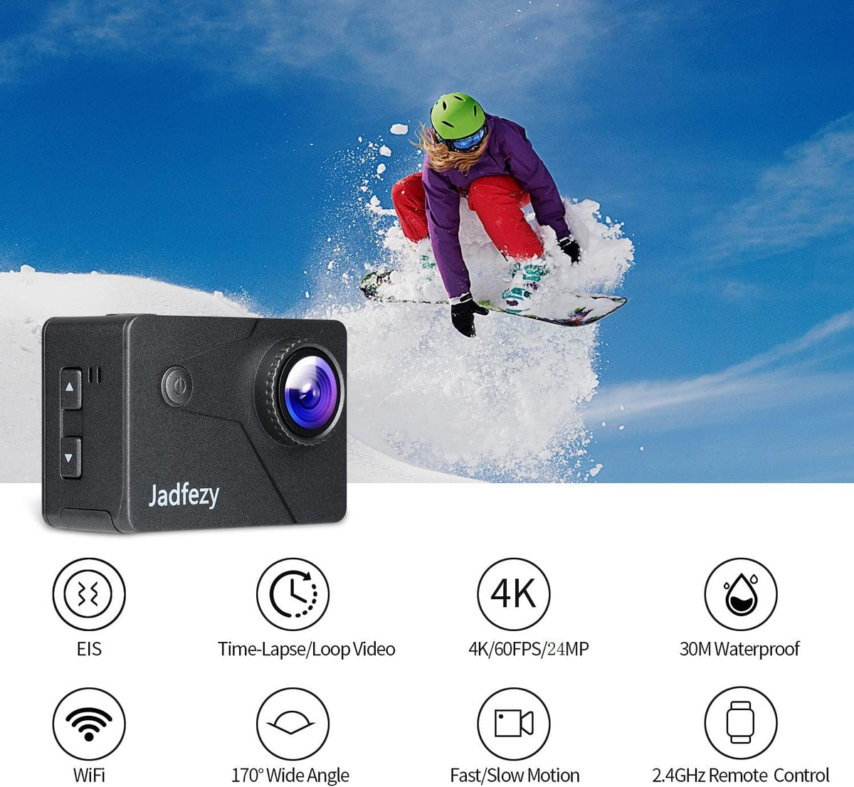 4K 60FPS Sports Camera with EIS Anti-Shake and 8X Zoom A75777