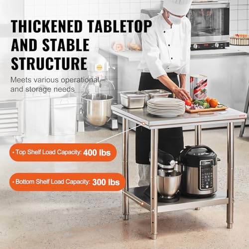 Stainless Steel Work Table with Wheels 24 x 12 x 32 Inch J5800