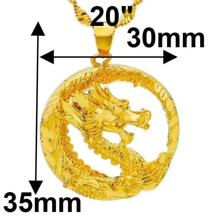 18k Gold Filled Sterling Silver Dragon Link Pendant Necklace Y8693