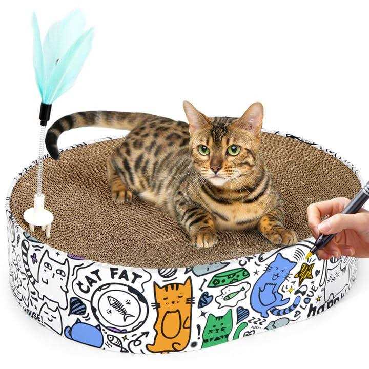 2in1 Oval Corrugated Cat Scratcher Bed S81382
