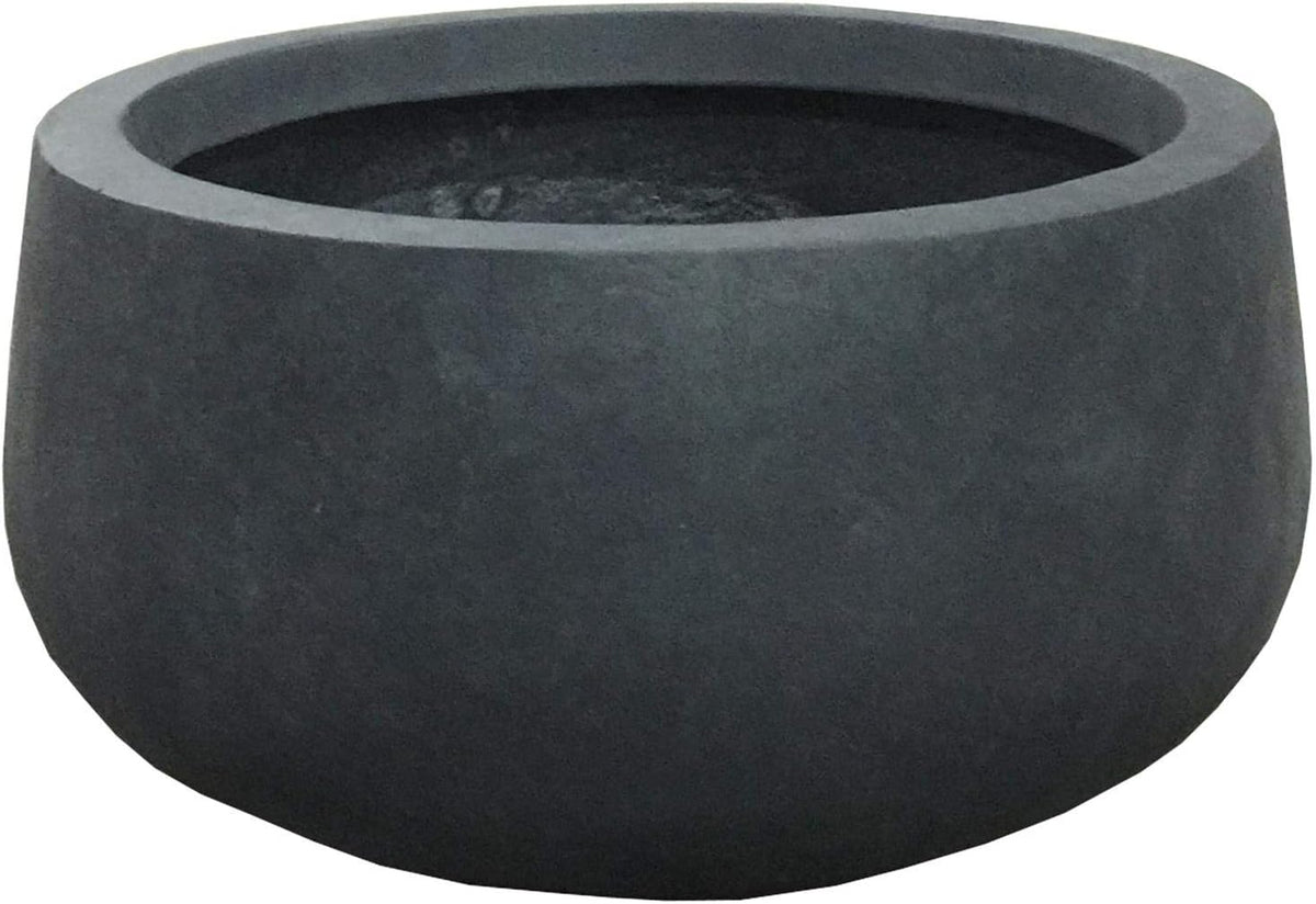Charcoal Lightweight Concrete Fiberglass Round Bowl Planter S931949