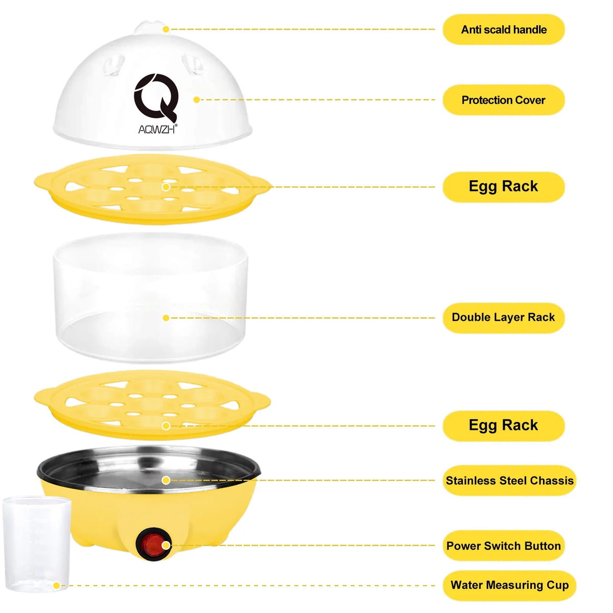 Electric Rapid Egg Cooker 14 Capacity with Auto Shut Off Z54076