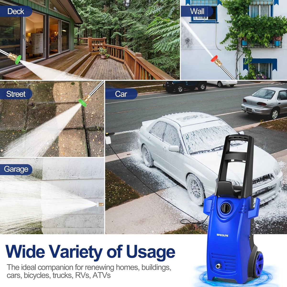 Electric Pressure Power Washer 1800W 2000 PSI 1.76 GPM Blue Z85851