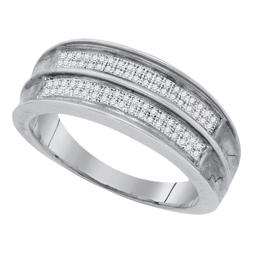 Men's Solid Sterling Silver Diamond Wedding Band Ring 1/4 Cttw Size 11 U339694