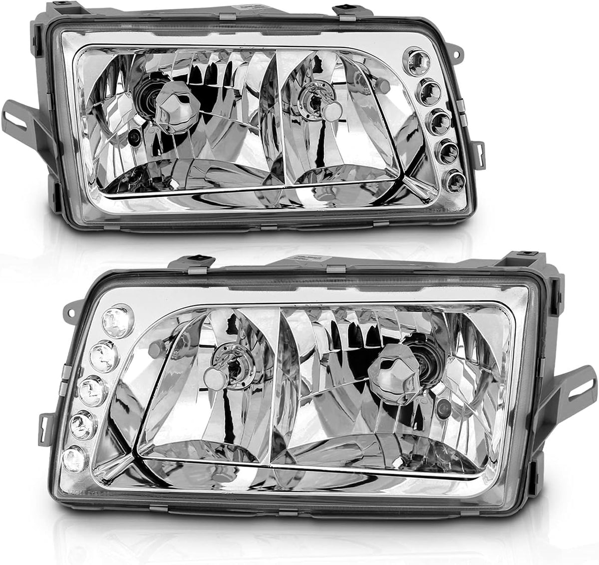 Clear Crystal Chrome Headlights LED Pair Replacement Assembly Z797