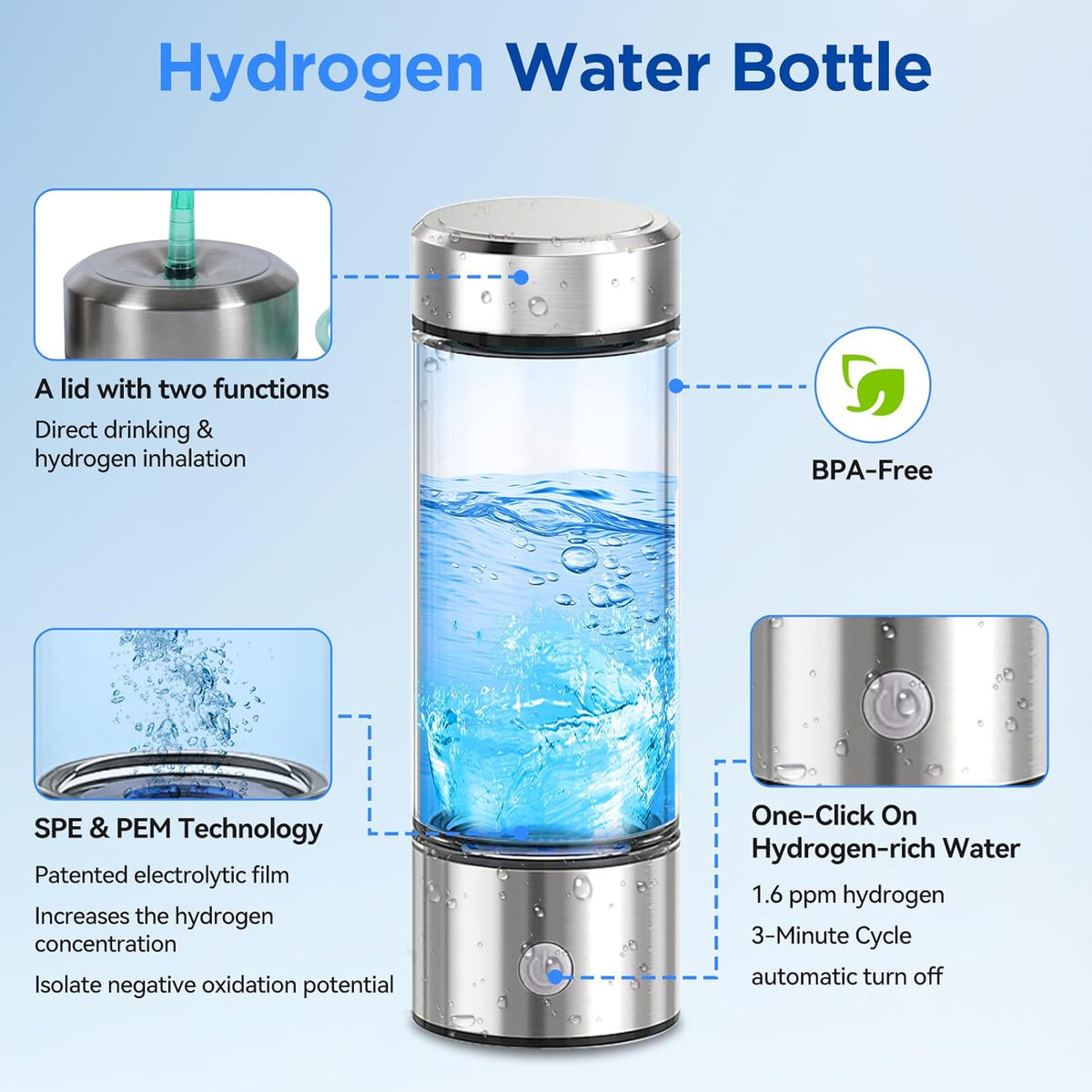 Silver Hydrogen Water Bottle A36987