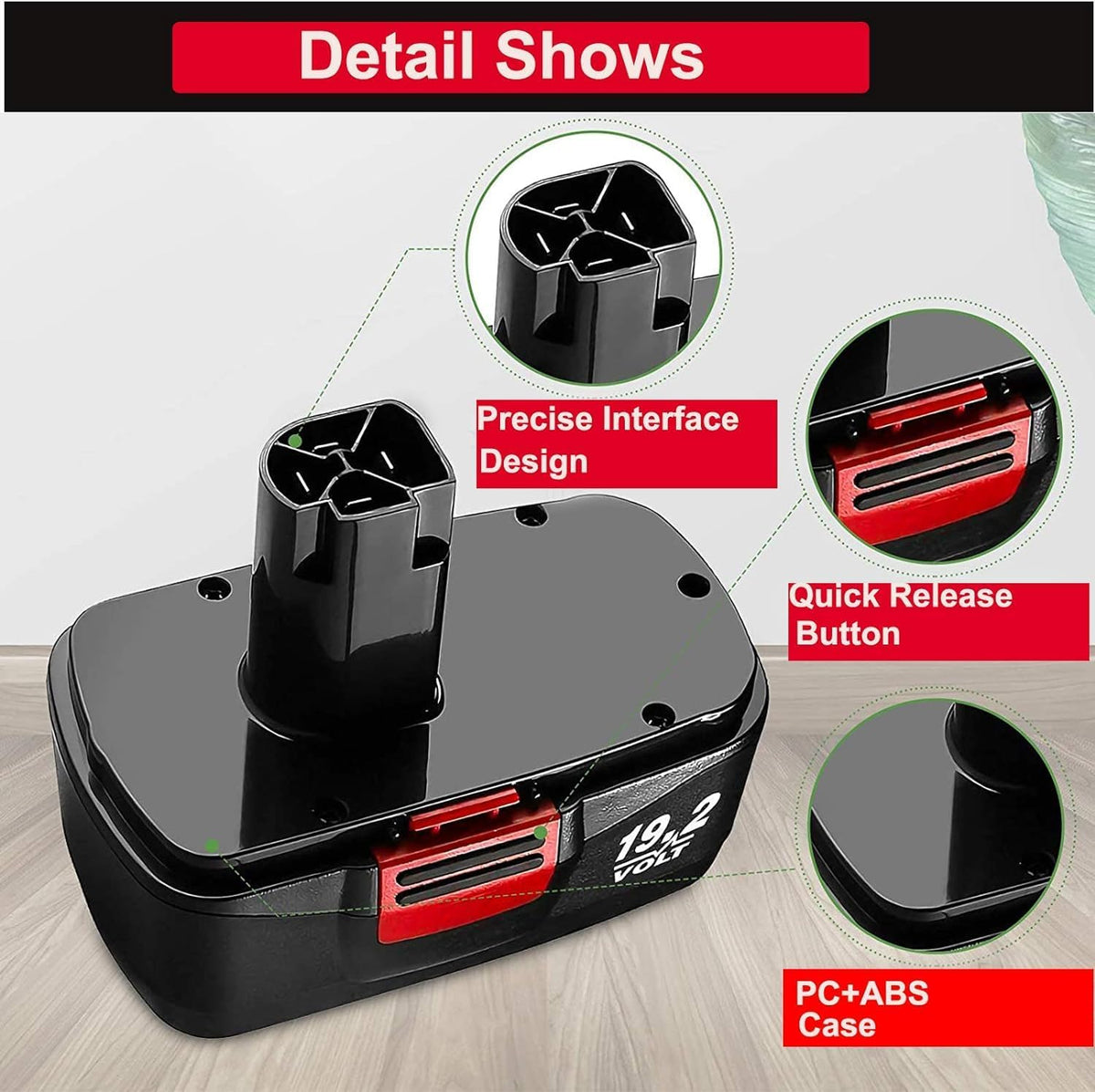 2 Pack 4500mAh Replacement Battery for 19.2V Cordless Drills U7065