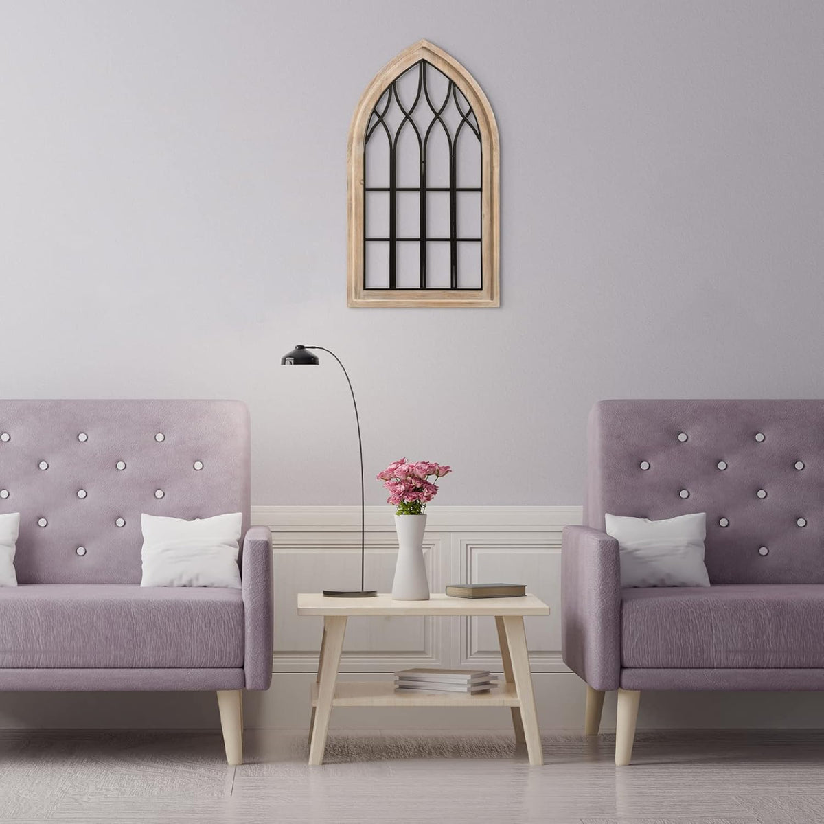 Arched Wood and Metal Rustic Window Frame V896