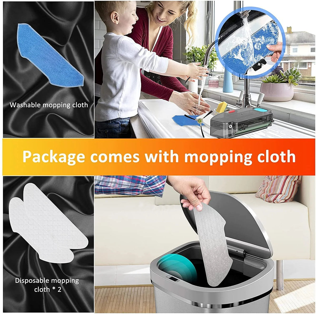 Robot Vacuum Cleaner and Mop, 160ml Water Tank, 3-in-1 V15260