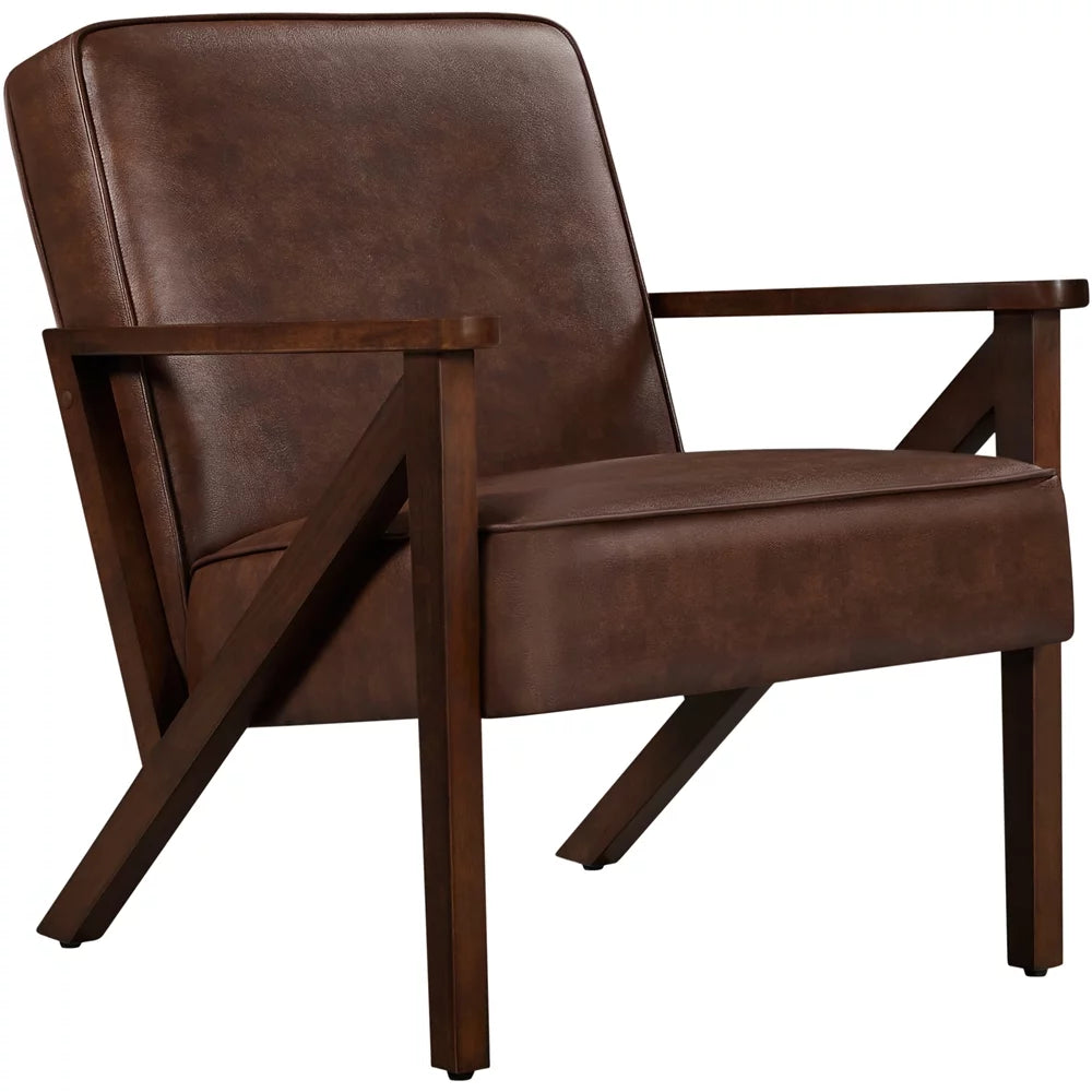 Dark Brown Faux Leather Armchair Q663