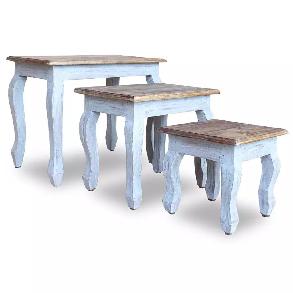 3 Piece Solid Reclaimed Wood Nesting Table Set K200893