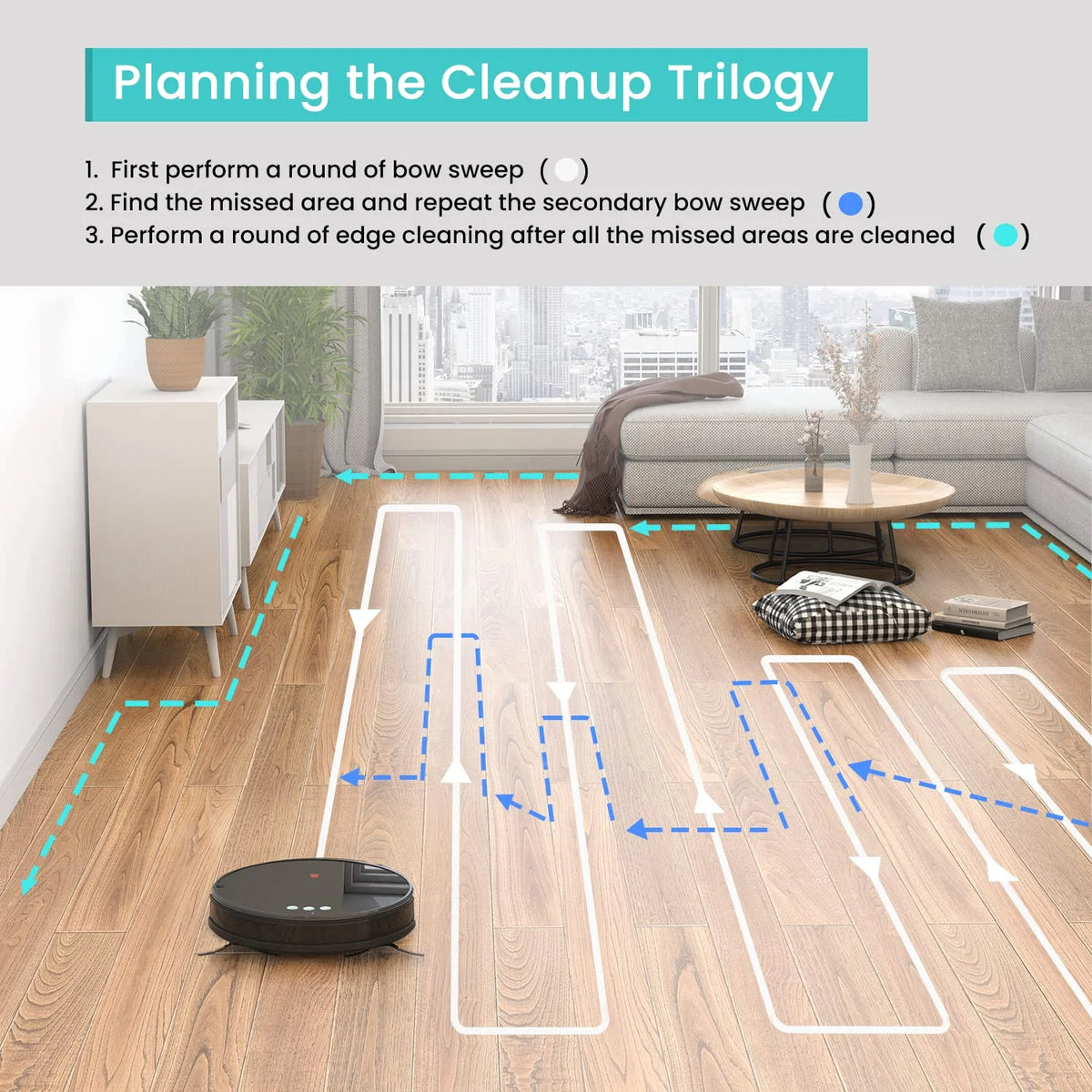 Robot Vacuum Cleaner and Mop, 160ml Water Tank, 3-in-1 V15260