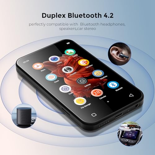 72GB MP3 Player with Bluetooth, 4.0" Full Touchscreen, Speaker, Voice Recorder, E-Book, Blue Y371