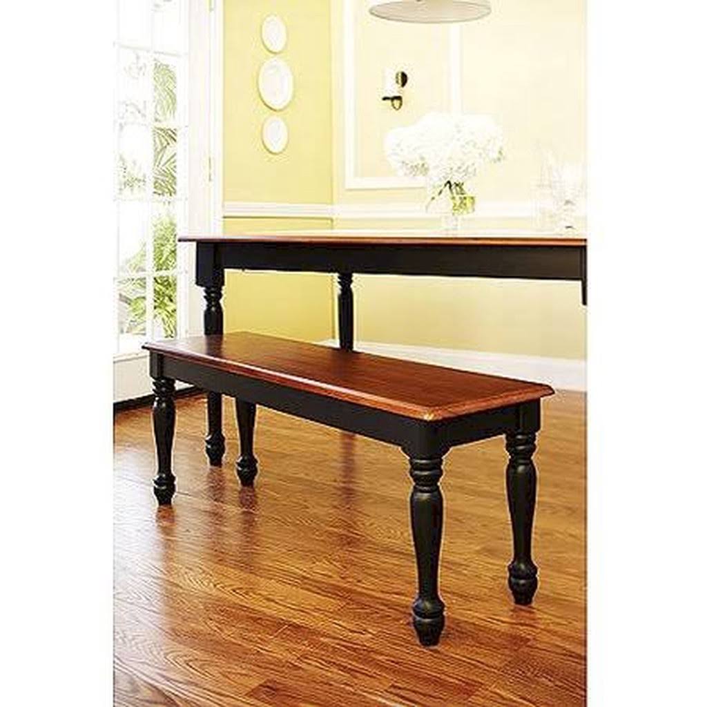Black and Oak Farmhouse Bench K166212