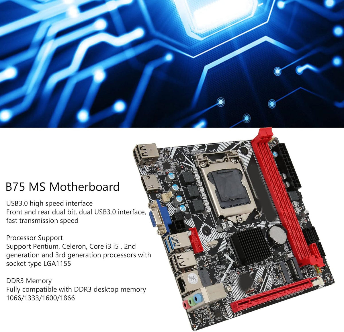 MS Gaming Motherboard, DDR3 Mini ATX, PCI E 16X, Dual USB 3.0, NVME M.2, WiFi M.2 K752