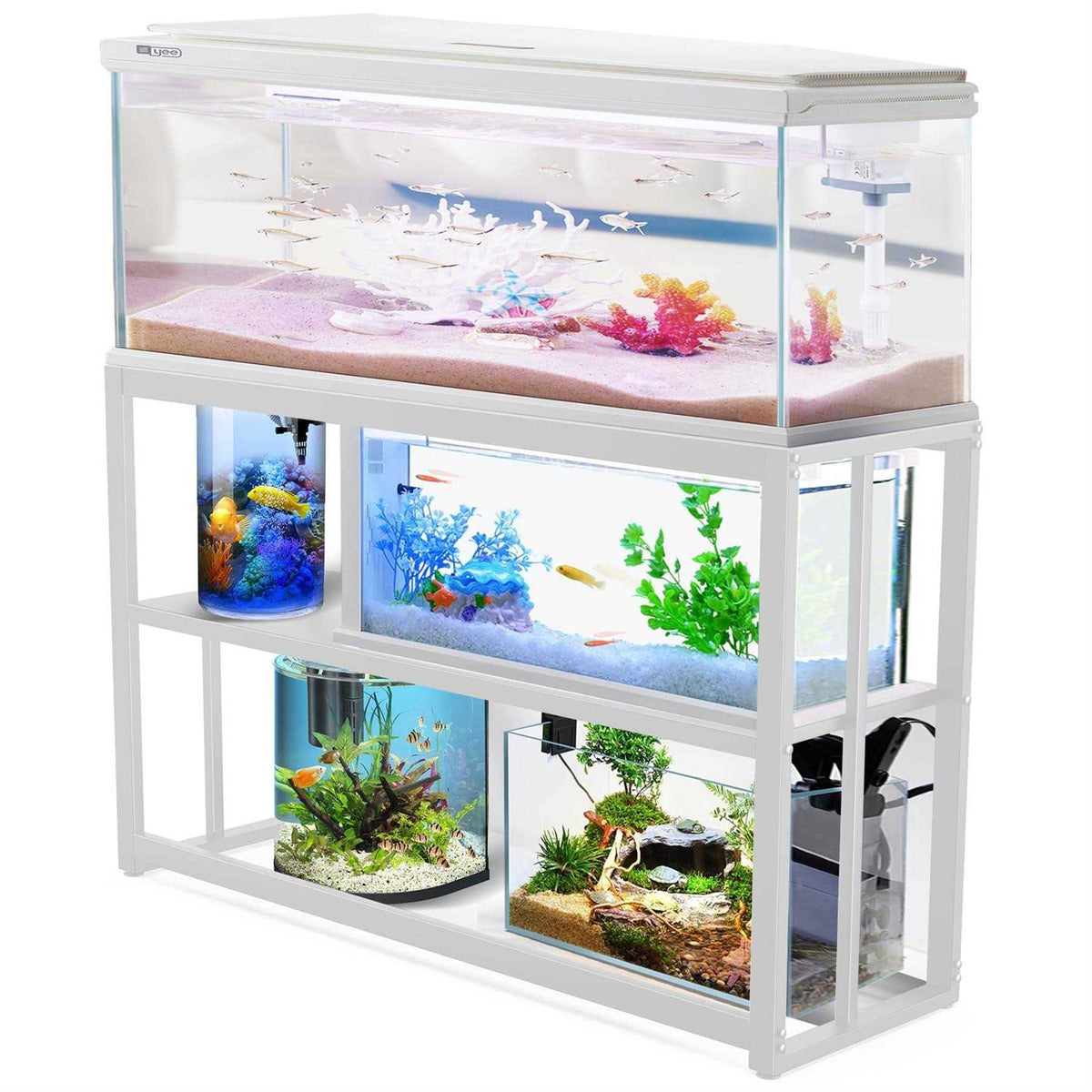 White Metal Aquarium Stand 55-75 Gallon F842697