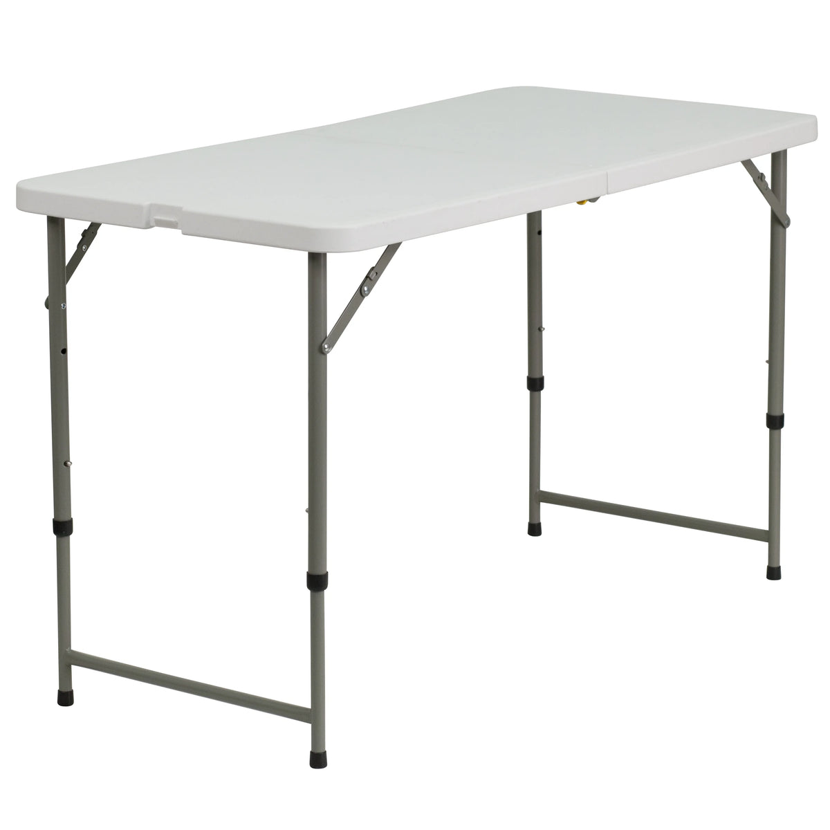 4-Foot Height Adjustable White Plastic Folding Table with Handle N508
