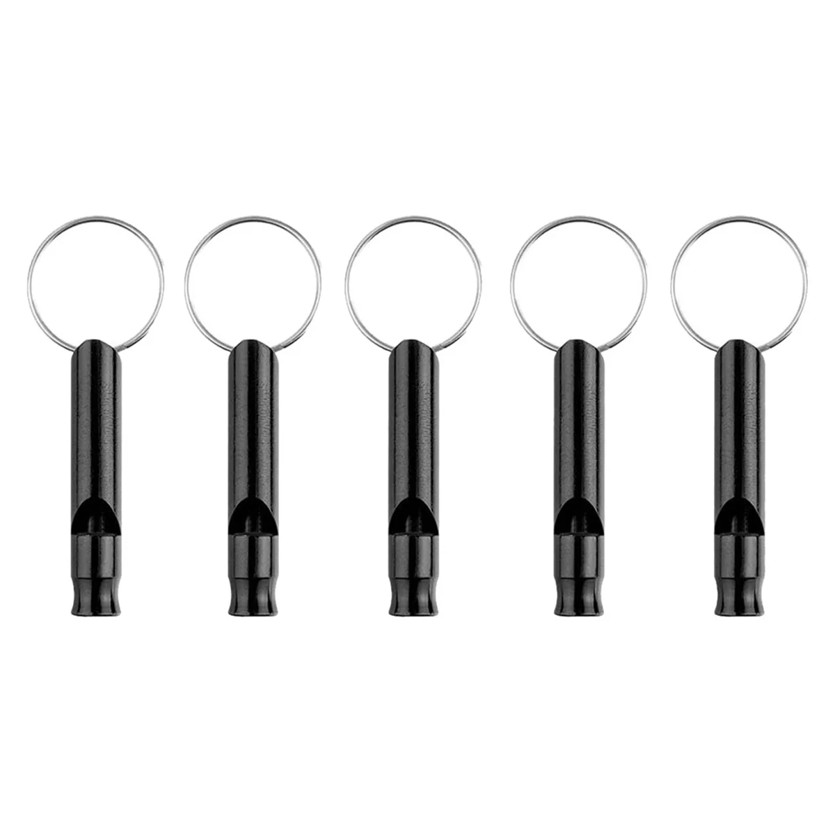 Black Aluminum Whistle 100 Pack with Keychain Q87342