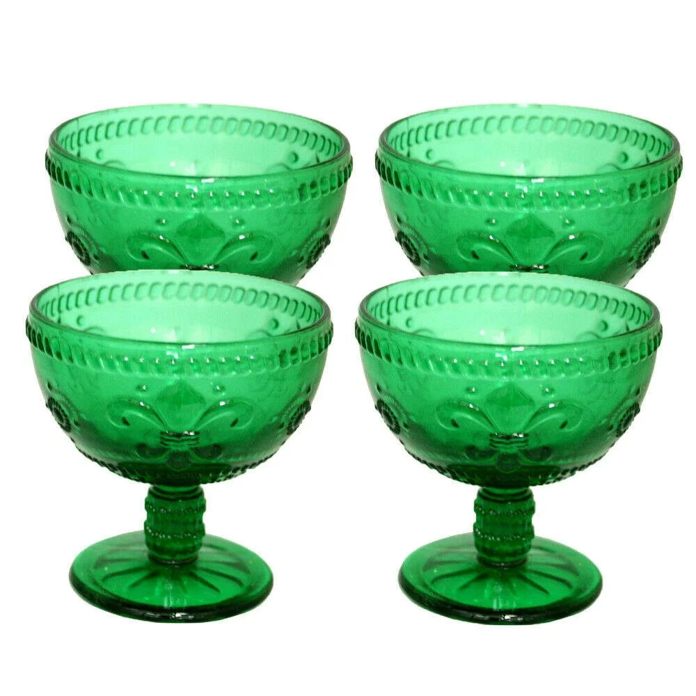 Vintage Pressed Colorful Glass Dessert Bowls Set of 4 G834922