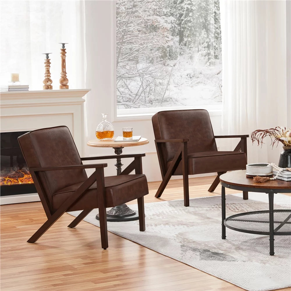 Dark Brown Faux Leather Armchair Q663