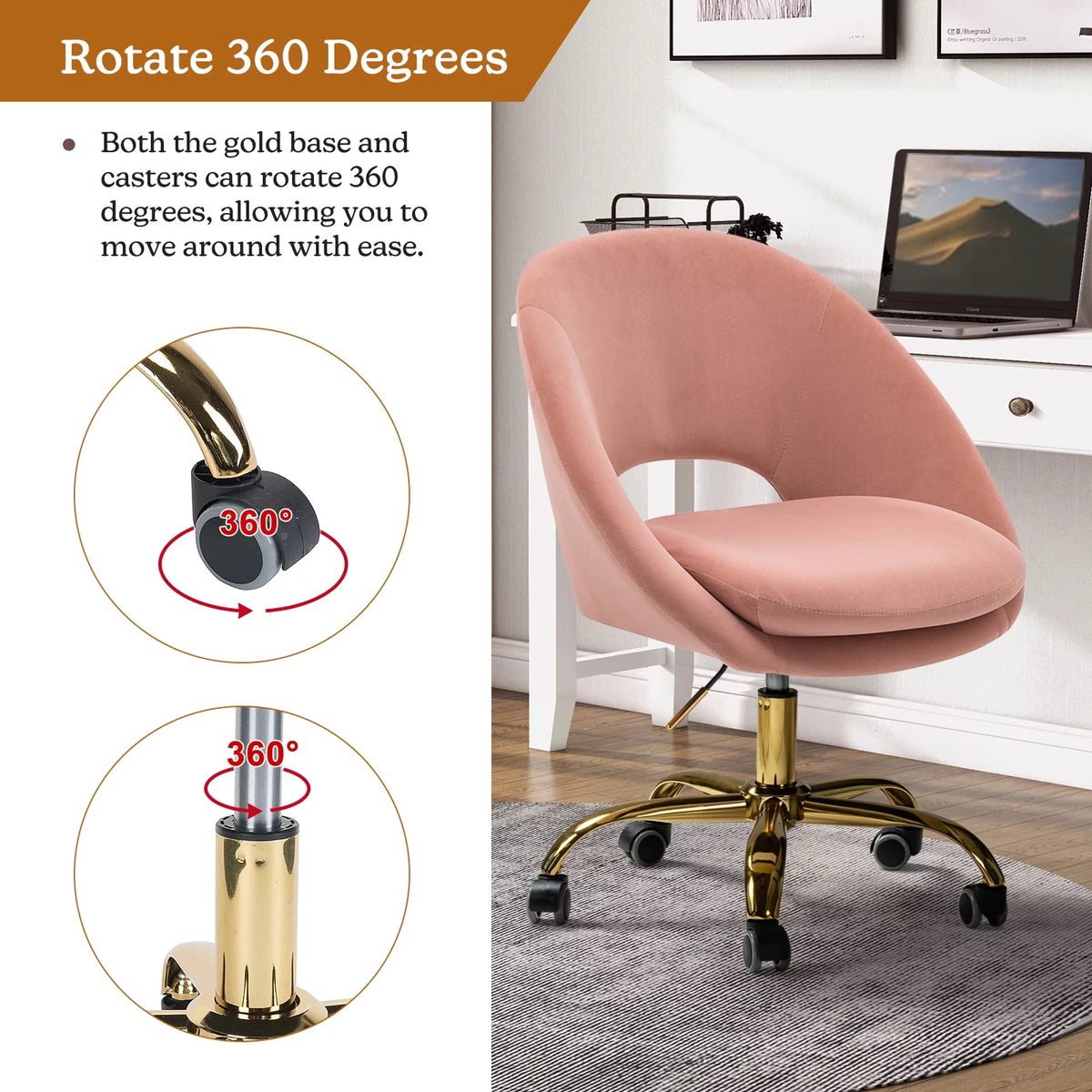 Pink Velvet Swivel Accent Chair R51501