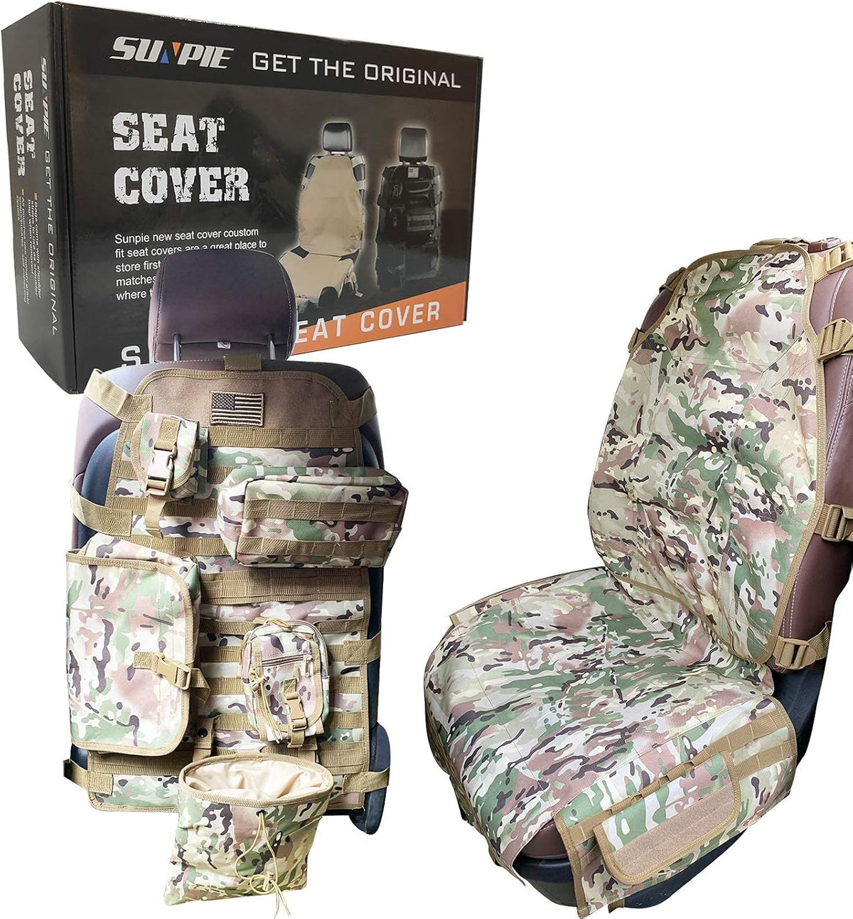 Universal Tactical Seat Cover with Multi Pockets Molle Seat Back Organizer R304214