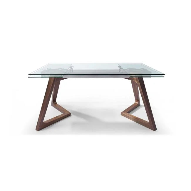 10 mm Extendable Dining Table Clear Glass Top Stainless Steel Frame X5026