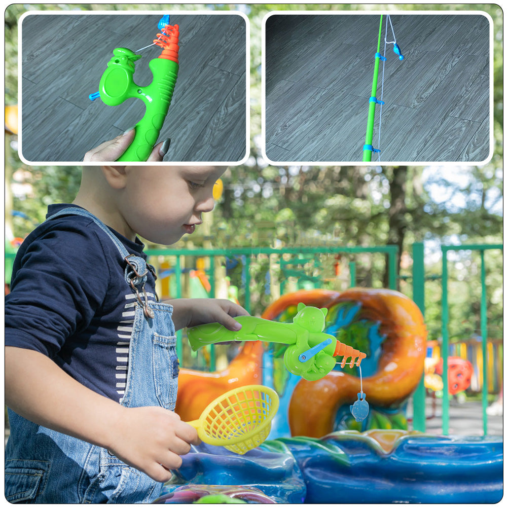 2Pcs Retractable Plastic Fishing Rod Toys Magnetic Fishing Game B265136