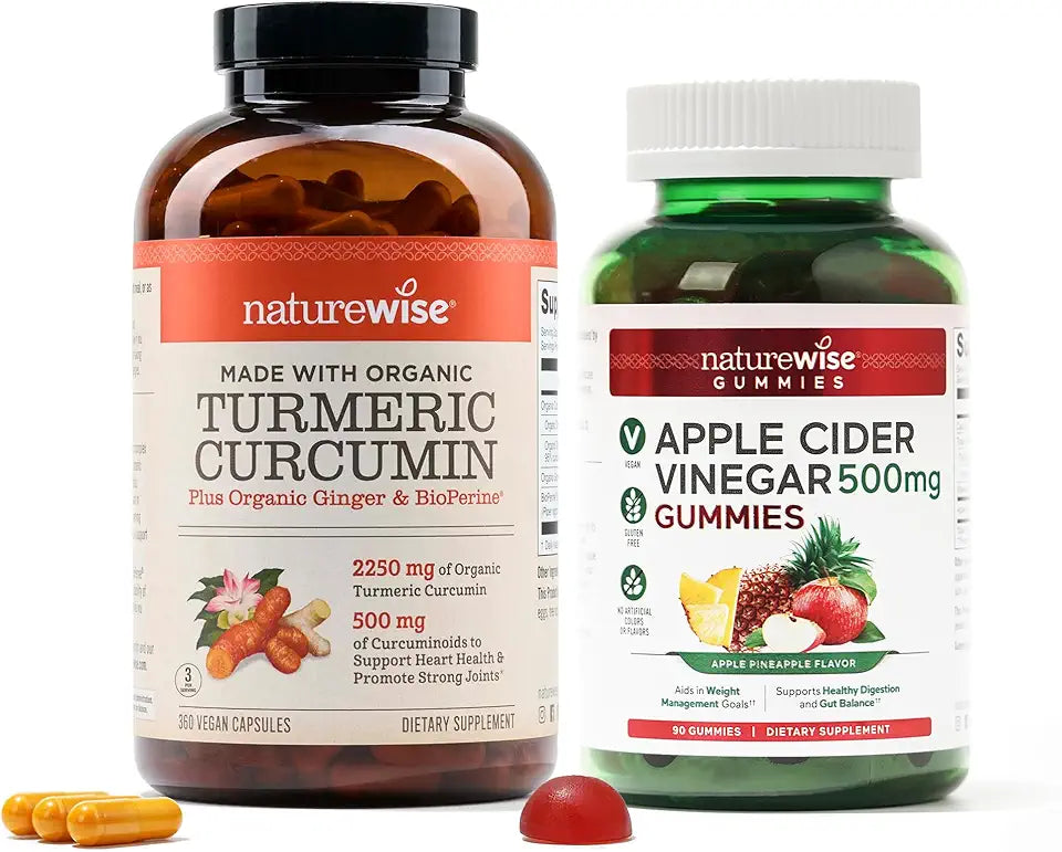 2250mg Curcumin Turmeric Capsules 360-Count + 500mg Apple Cider Vinegar Gummies 90-Count K480