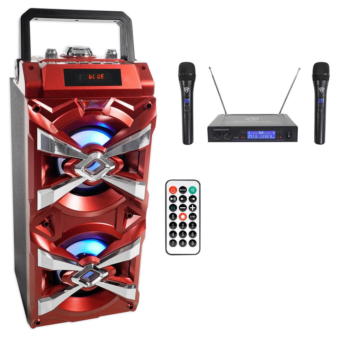 Bluetooth Karaoke Machine System with Wireless Mics J82243